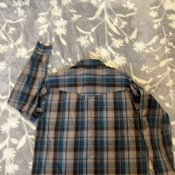 Roper Western Shirt Brown/ Blue Plaid  Print Snap Up  Sz XL Boys - Picture 6 of 12